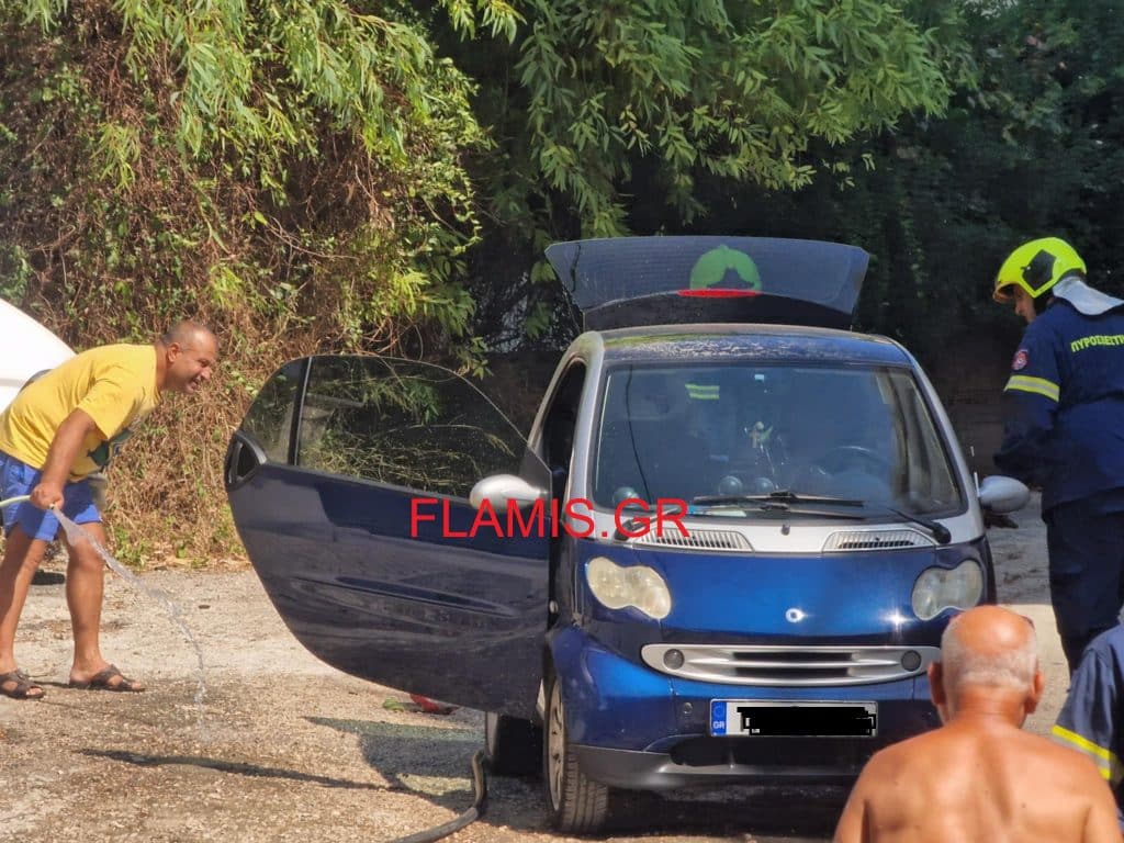 Συναγερμός στην Αρόη - Έπιασε φωτιά ΙΧ - Σε σοκ η οδηγός
