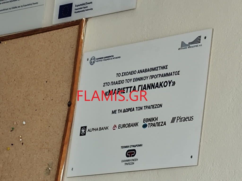 Πάτρα: Ο Πελετίδης έβγαλε τις πινακίδες των τραπεζών από τα σχολεία αλλά κάποιοι... τις έβαλαν μέσα! Διαφήμιση στην είσοδο!