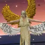 Με χρυσά φτερά και μήνυμα «take our history back» η Μαίρη Χατζηπαύλου στον διαγωνισμό Miss Universe