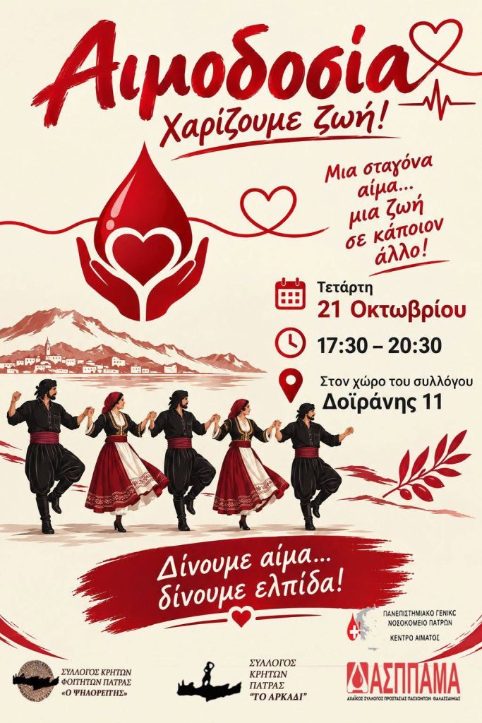 Εθελοντική Αιμοδοσία στον Σύλλογο Κρητών Πάτρας